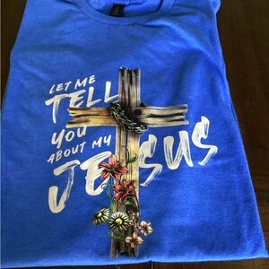 Gildan Blue Short Sleeve Tee with Cross Design